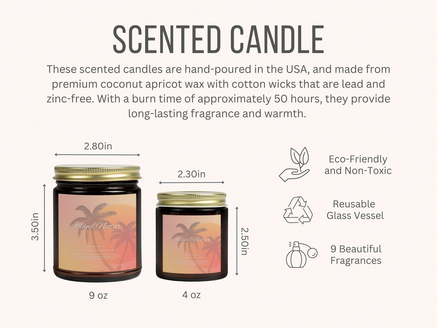 Tropical Mango & Coconut Scented Candle | 100% Coconut Wax | Paraffin Free | Eco-Friendly | Summer Candle | Unique Birthday Gift