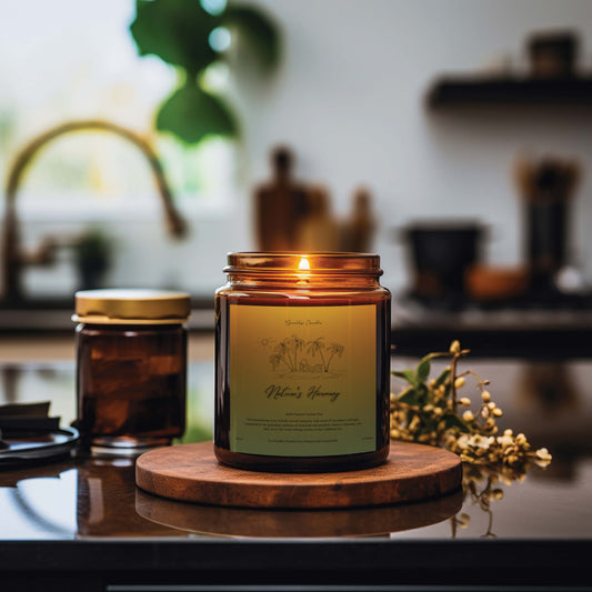 Nature's Harmony | Nature Inspired Scented Candle | Relaxing Ocean Scent | 100% Coconut Wax | Paraffin Free | Non-Toxic | Eco-Friendly | 9oz and 4oz Amber Glass Jars