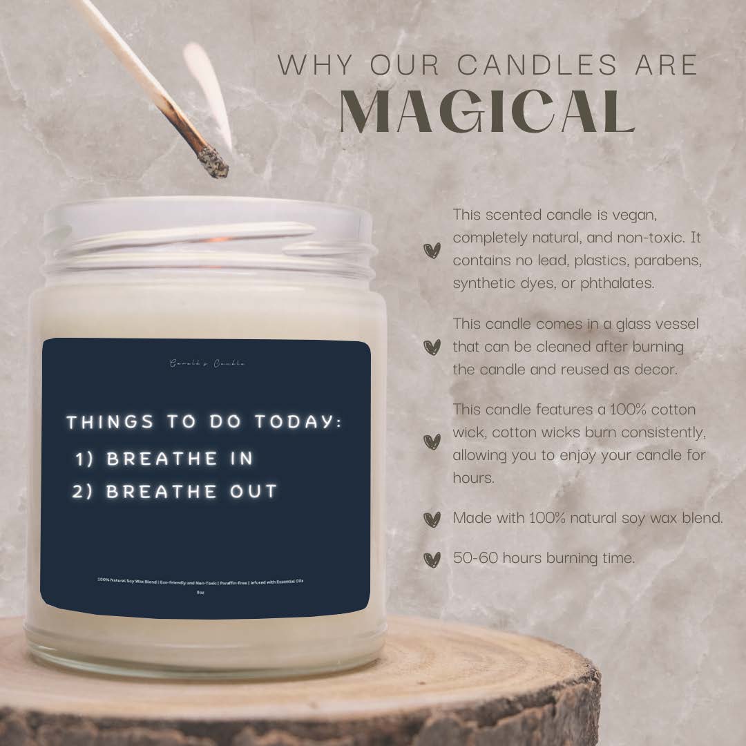 Things To Do Today Candle | 100% Soy Wax Blend | 9 Ounce Clear Glass Jar | Non-Toxic & Eco-Friendly | 9 Aromatic Scents Available