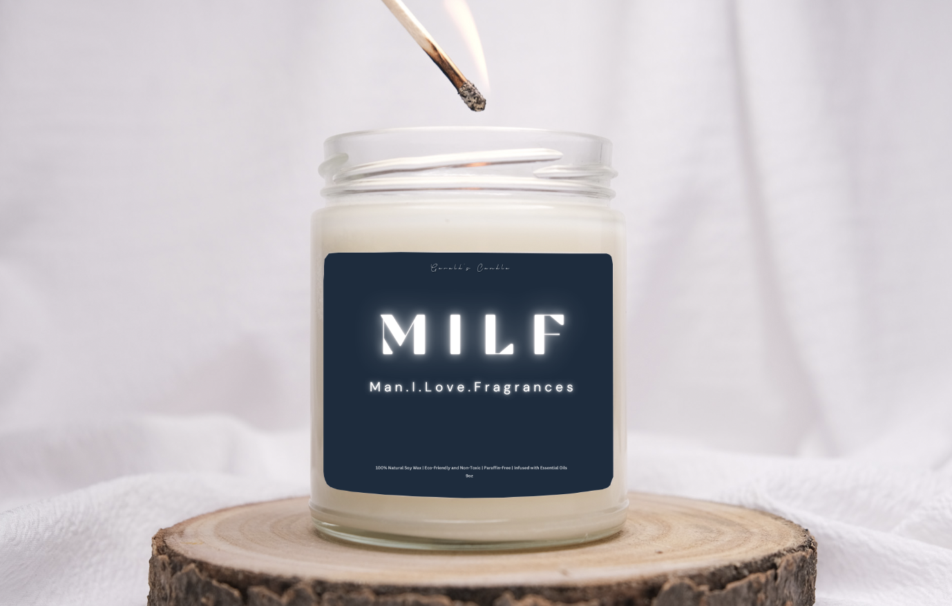 MILF Candle | 100% Soy Wax Blend | 9 Ounce Clear Glass Jar | Non-Toxic & Eco-Friendly | 9 Aromatic Scents Available