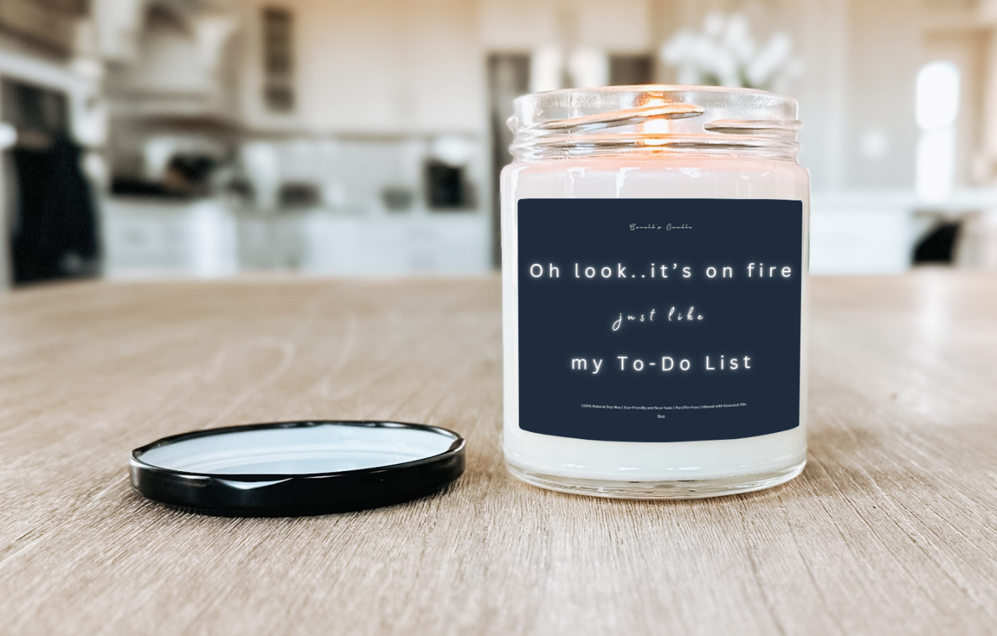 Oh Look it's on Fire Candle | 100% Soy Wax Blend | 9 Ounce Clear Glass Jar | Non-Toxic & Eco-Friendly | 9 Aromatic Scents Available