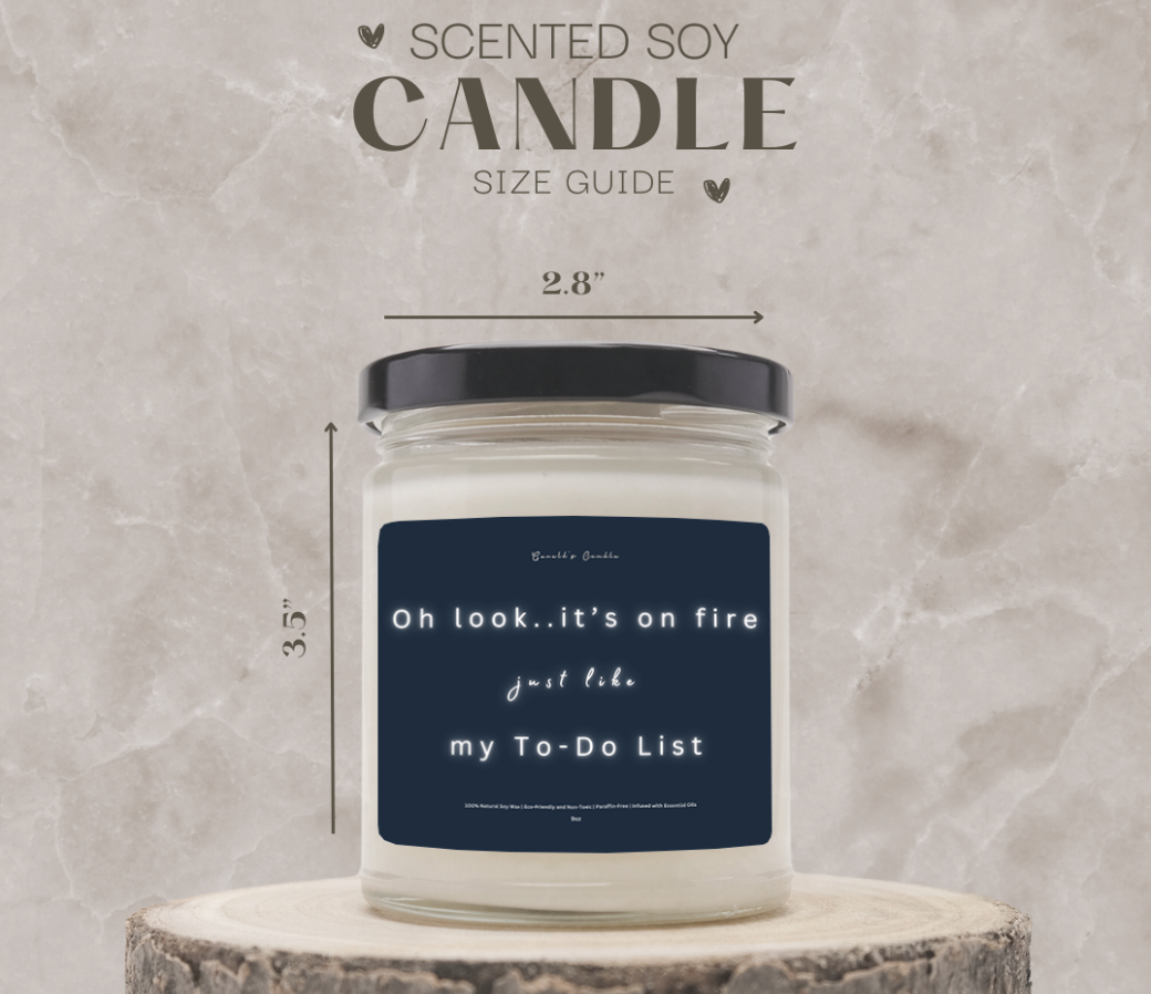 Oh Look it's on Fire Candle | 100% Soy Wax Blend | 9 Ounce Clear Glass Jar | Non-Toxic & Eco-Friendly | 9 Aromatic Scents Available