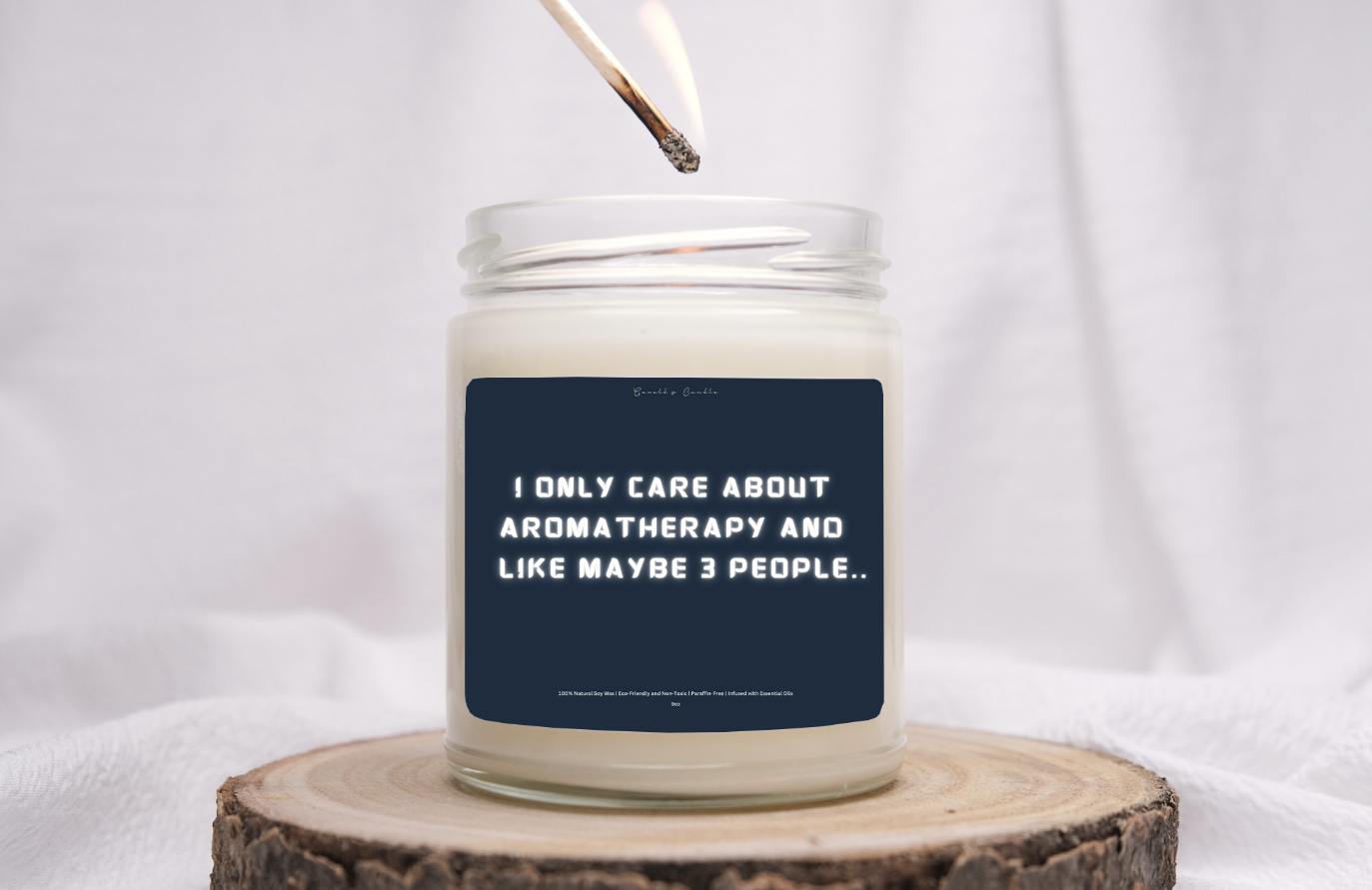 I Only Care About Aromatherapy Candle | 100% Soy Wax Blend | 9 Ounce Clear Glass Jar | Non-Toxic & Eco-Friendly | 9 Aromatic Scents Available