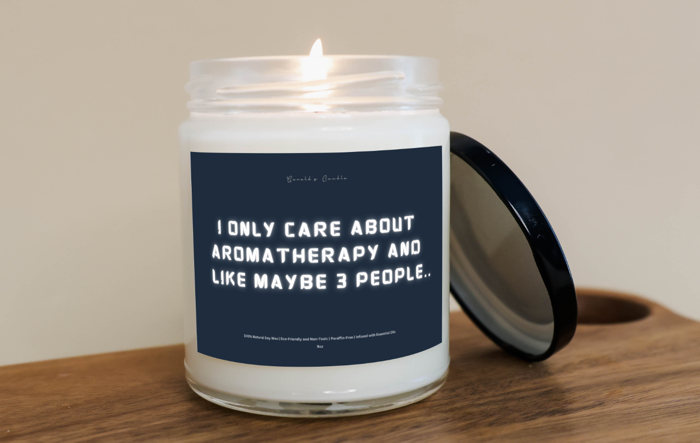 I Only Care About Aromatherapy Candle | 100% Soy Wax Blend | 9 Ounce Clear Glass Jar | Non-Toxic & Eco-Friendly | 9 Aromatic Scents Available