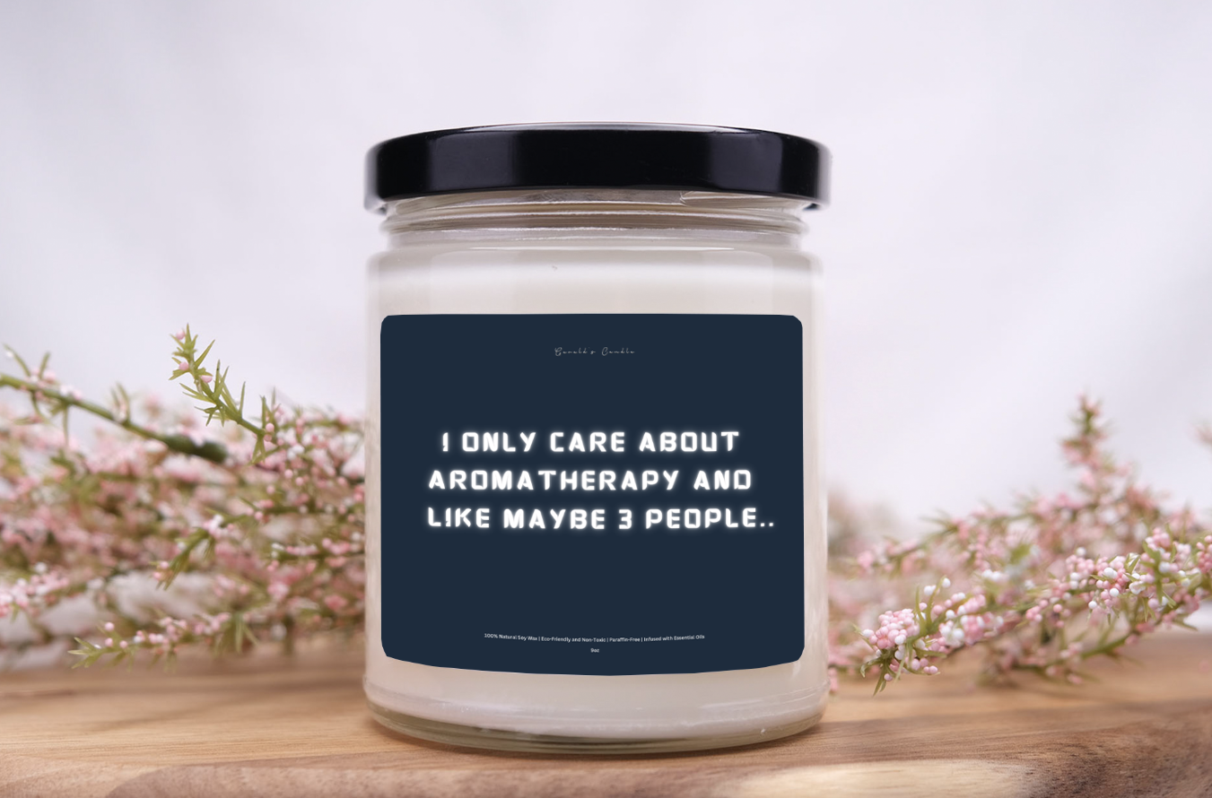 I Only Care About Aromatherapy Candle | 100% Soy Wax Blend | 9 Ounce Clear Glass Jar | Non-Toxic & Eco-Friendly | 9 Aromatic Scents Available