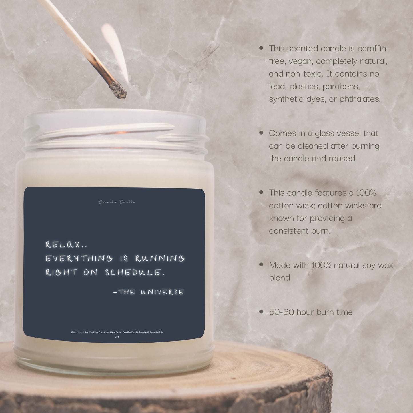 Right On Schedule Candle | 100% Soy Wax Blend | 9 Ounce Clear Glass Jar | Non-Toxic & Eco-Friendly | 9 Aromatic Scents Available