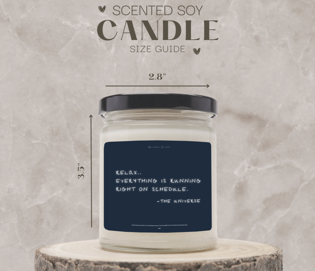 Right On Schedule Candle | 100% Soy Wax Blend | 9 Ounce Clear Glass Jar | Non-Toxic & Eco-Friendly | 9 Aromatic Scents Available