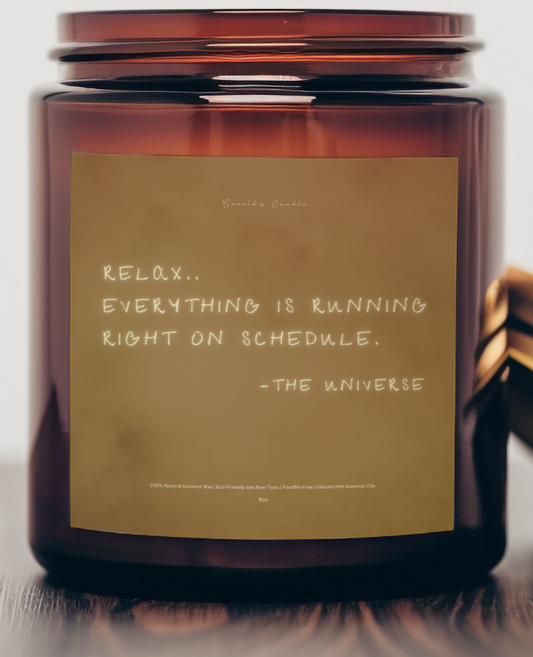 Everything is Running on Schedule Candle | 100% Coconut Wax | 9 Ounce Amber Glass Jar | Non-Toxic & Eco-Friendly | 9 Aromatic Fragrances Available