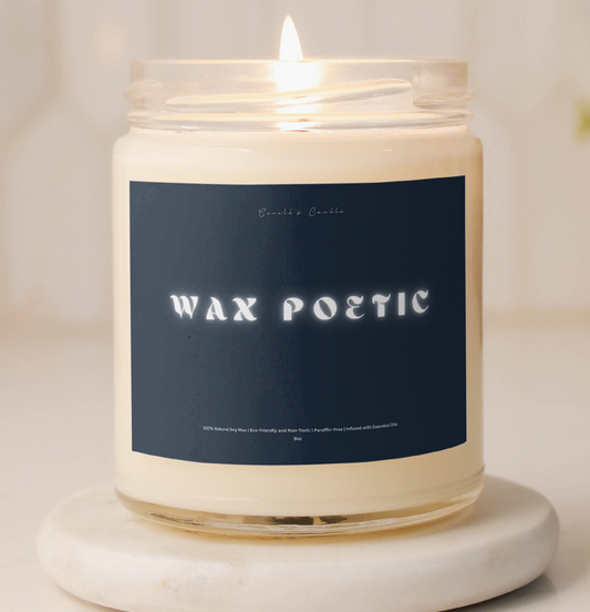 Wax Poetic Candle | 100% Soy Wax Blend | 9 Ounce Clear Glass Jar | Non-Toxic & Eco-Friendly | 9 Aromatic Scents Available