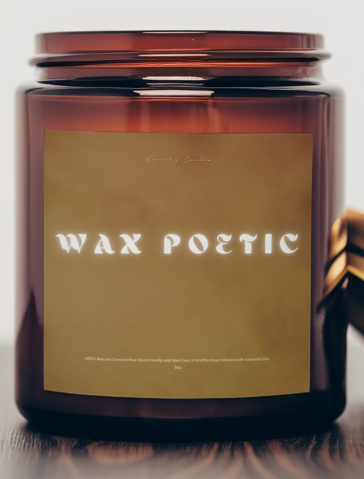 Wax Poetic Candle | 100% Coconut Wax | 9 Ounce Amber Glass Jar | Non-Toxic & Eco-Friendly | 9 Aromatic Fragrances Available