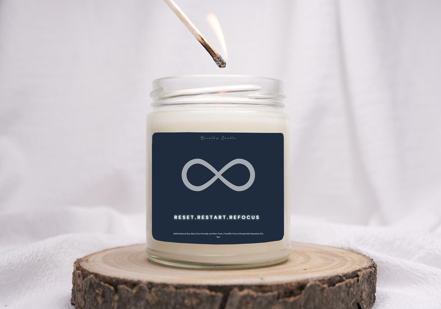 Reset Restart Refocus Candle | 100% Soy Wax Blend | 9 Ounce Clear Glass Jar | Non-Toxic & Eco-Friendly | 9 Aromatic Scents Available