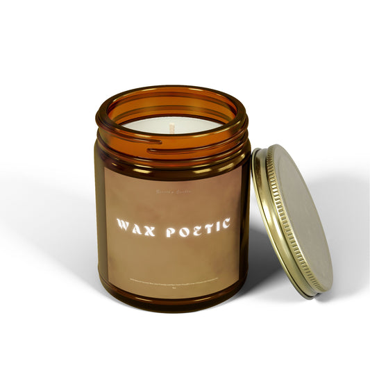 Wax Poetic Candle | 100% Coconut Wax | 9 Ounce Amber Glass Jar | Non-Toxic & Eco-Friendly | 9 Aromatic Fragrances Available