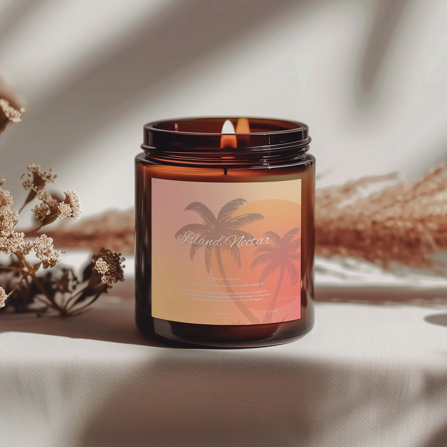 Tropical Mango & Coconut Scented Candle | 100% Coconut Wax | Paraffin Free | Eco-Friendly | Summer Candle | Unique Birthday Gift