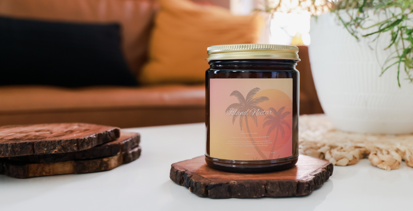 Tropical Mango & Coconut Scented Candle | 100% Coconut Wax | Paraffin Free | Eco-Friendly | Summer Candle | Unique Birthday Gift